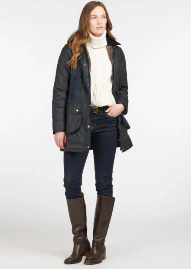 Barbour Bower Wax Jacket in Navy-1